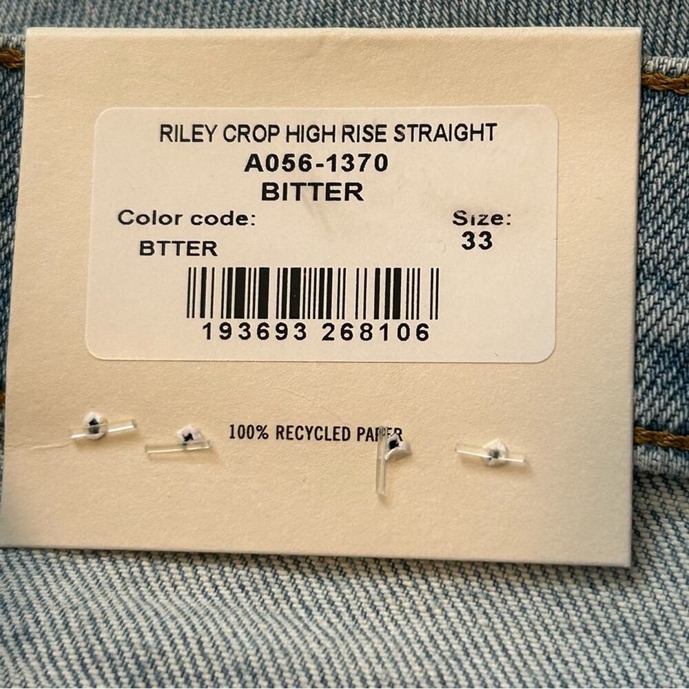 Agolde Riley High Rise Straight Crop Bitter Wash 33 NWT - Picture 8 of 10